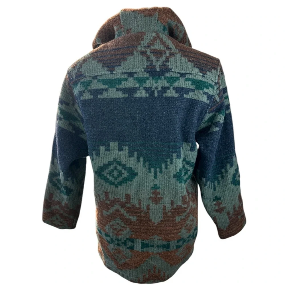 Vintage Woolrich Woman Southwestern Aztec Blanket Style Jacket Zip Hooded Medium - Picture 11 of 16